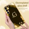 Gold-plated Tempered Glass Phone Case for Samsung Galaxy S26, S25, S24, S23, and S22 Ultra Plus. Black and Gold Floral Lettering