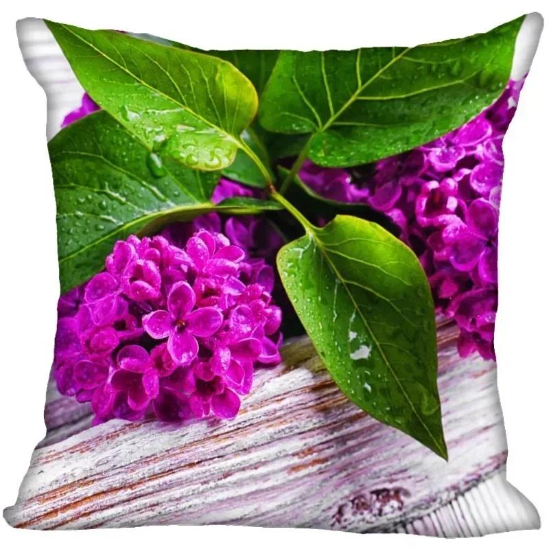 

Полиэстеровая наволочка с рисунком цветка сирени, украшение для детской комнаты, наволочка, украшение для дома для гостиной 66x66cm слоновая кость