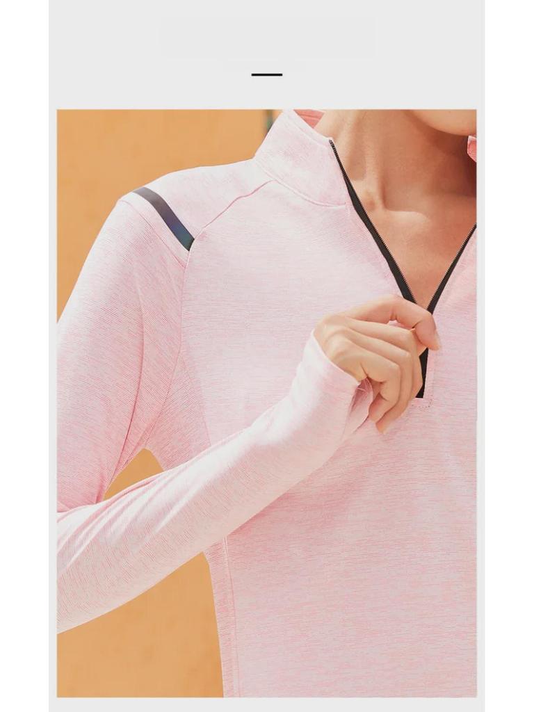 Men's and Women's Quick-Dry Cationic Running Jackets: Loose Fit, Stand-Up Collar, Long-Sleeve T-Shirts.