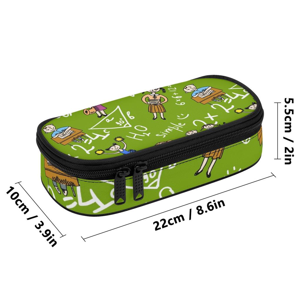 Pencil Case Wear Resistant Polyester High Capacity Zipper Closure with Main Compartment Mesh Pocket and Pen Slots for Students