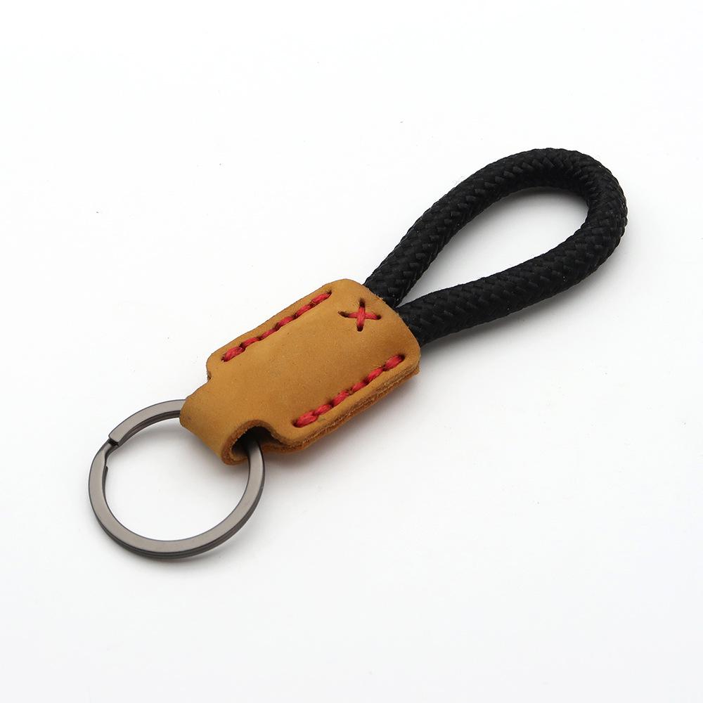 Handmade Genuine Leather Key Chain Pendant - Frosted Leather, Multifunctional Lanyard, Creative Design Key Ring
