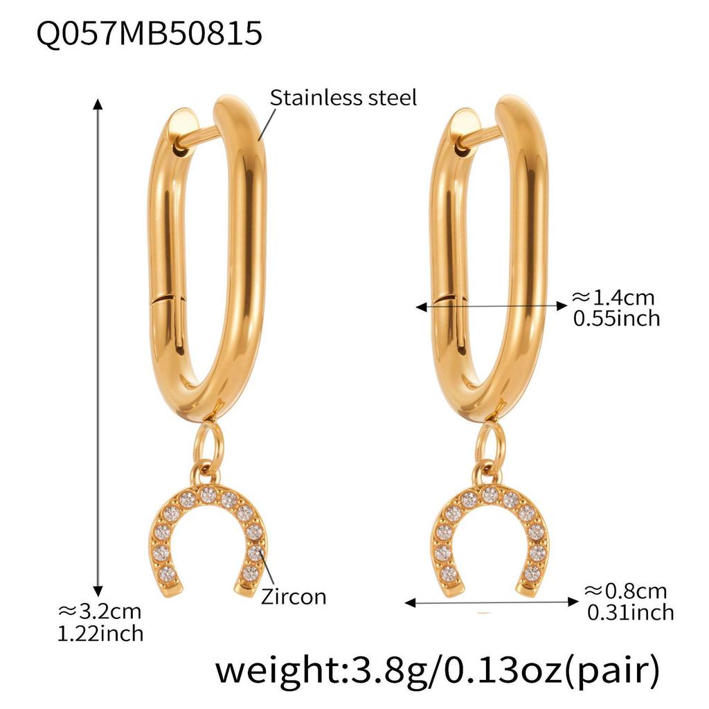 Oumaijia Diamond Horseshoe Buckle Ear Cuffs: Trendy Stainless Steel Earrings