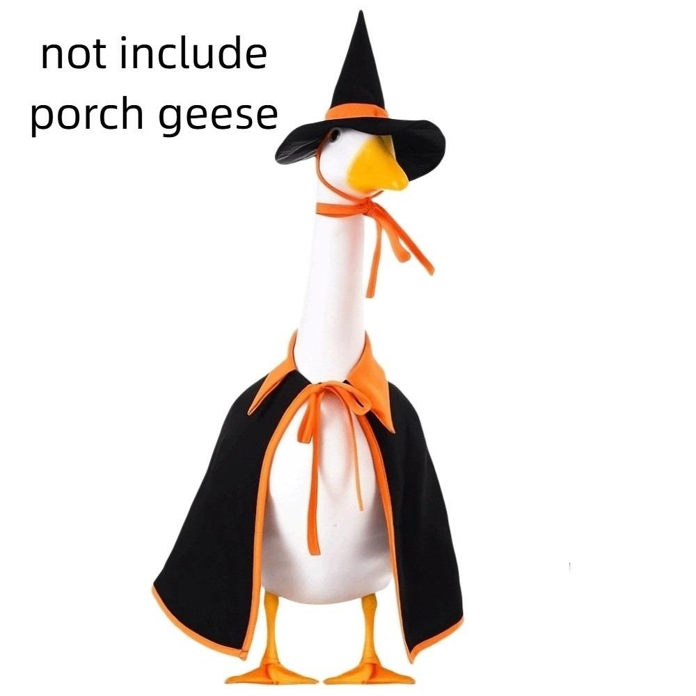 Funny Cloak Halloween Porch Goose Costume Witch Hat 23inch Lawn Goose Outfit Creative Pumpkin Garden Goose Costume Outdoor