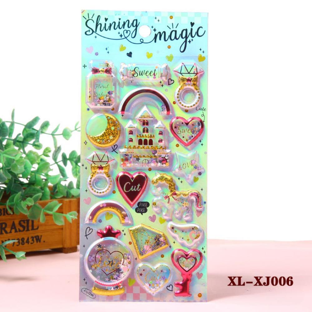 1 PCS Shiny Hot Stamping Cute Stickers 3D Three-dimensional Crystal Shaking Gemstone Stickers for Phone Decoration INS Style Stickers