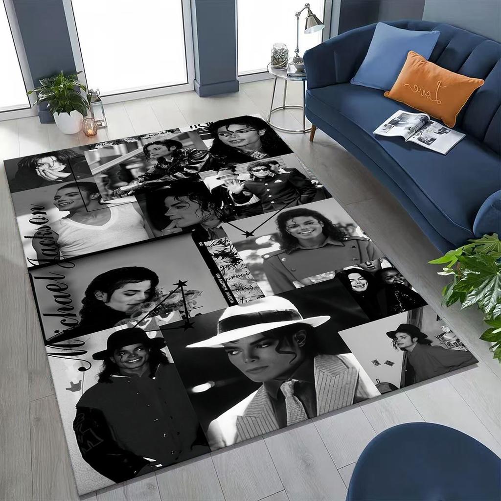 Fashion MJ Michael Jackson King of Pop Art Rug for Bedroom Living Room Sofa Home Doormat Decor, Large Kids Non-slip Floor Mat