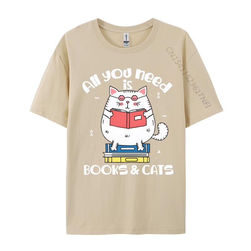 T-shirts Drôles pour Hommes Tout Ce Dont Vous Avez Besoin Ce Sont Des Livres Chats T-shirts Lire Livre T-shirt Mode Coton T-shirts Personnalisé Nouveaux Hauts T-shirts