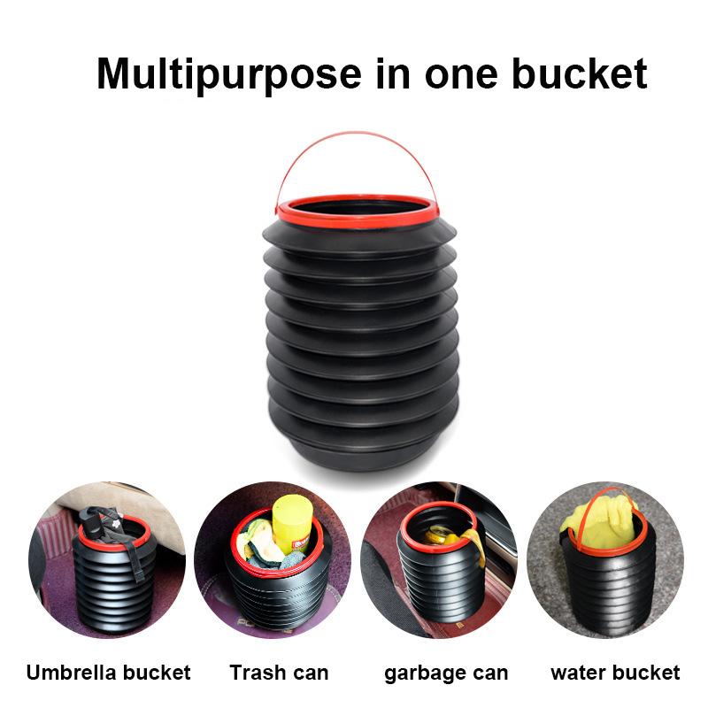 Car Trash Can Folding Trash Can Folding Bucket On Board Storage Box 4L Large Capacity Folding Bucket Automobile Decoration