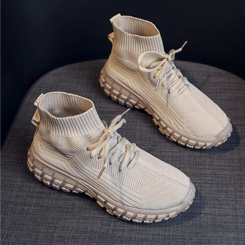 

Original High Top Sock Shoes Fashion Versatile Platform Lace Up Women s Casual Shoes Women s Outdoor Street Leisure Casual Shoes 36 бежевий