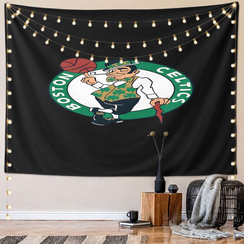 Boston Celtics Logo Design Pattern Wall Hanging Tapestry Decorative Tapestry Home Decor for Bedroom and Living Room