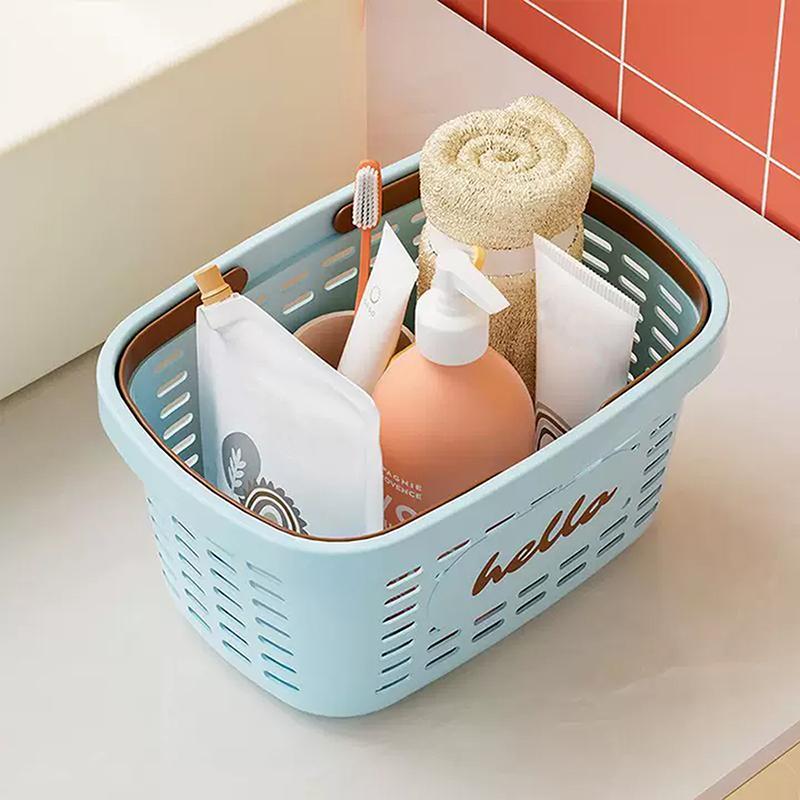 Dopamine Thickened Handle Storage Basket, Bathroom/Shower Plastic Mesh Drain Basket For Bathing And Personal Hygiene Items