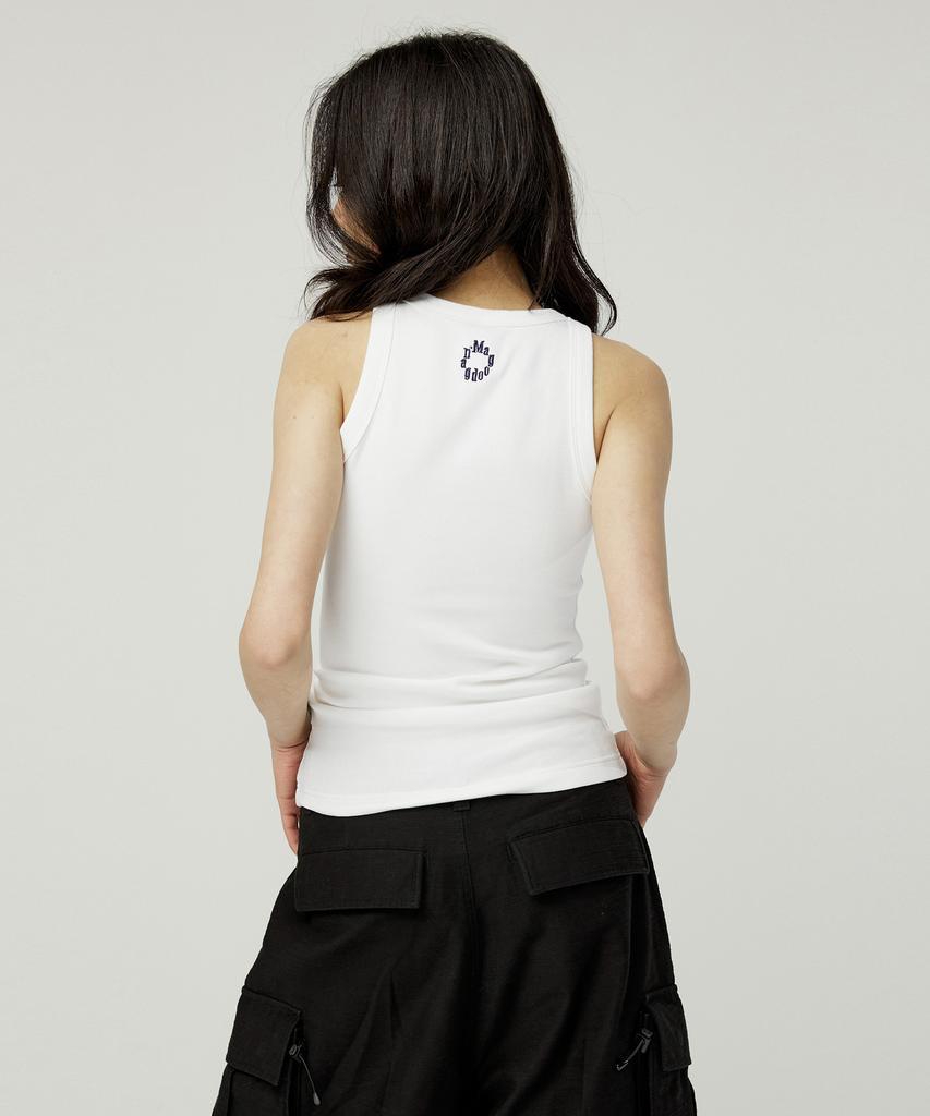MAGOODGAN Sliver 3905 Soft Ribbed Sleeveless Off-White T-Shirt