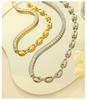 Geometric Zircon Pig Nose Spliced Bracelet & Necklace Set - European/American Nude Chain, Non-Fading P196-E009