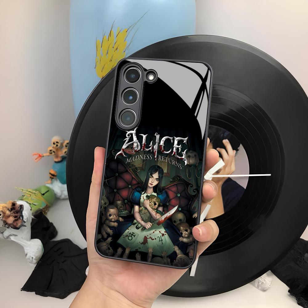 Game A-Alice Madness R-Returns Phone Case For Samsung Galaxy S25 S24 S23 S22 S20 S21 Note20 Ultra Plus Edge Fe Colored Silver Co