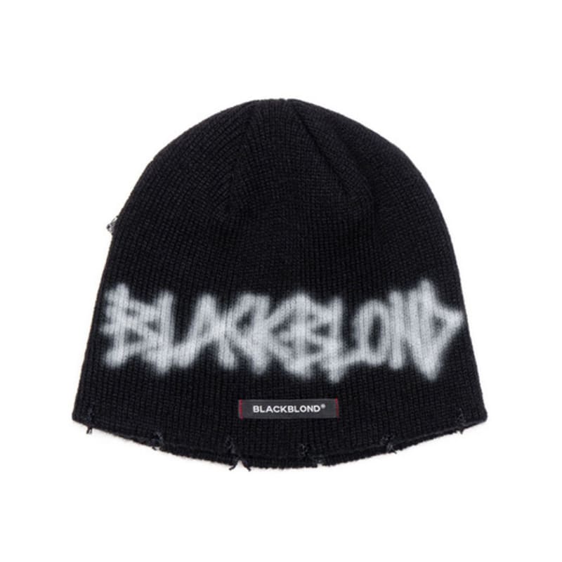 BLACKBLOND Ręcznie szyta czapka beanie z logo graffiti BBD (czarny)