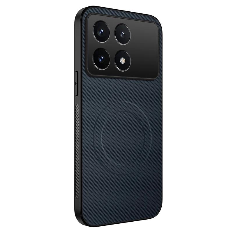 Anti-Drop Carbon Fiber Silicone Soft Phone Case For Poco X7 X6 Pro Magnetic Wireless Charging Lens Protection Back Cover Cases