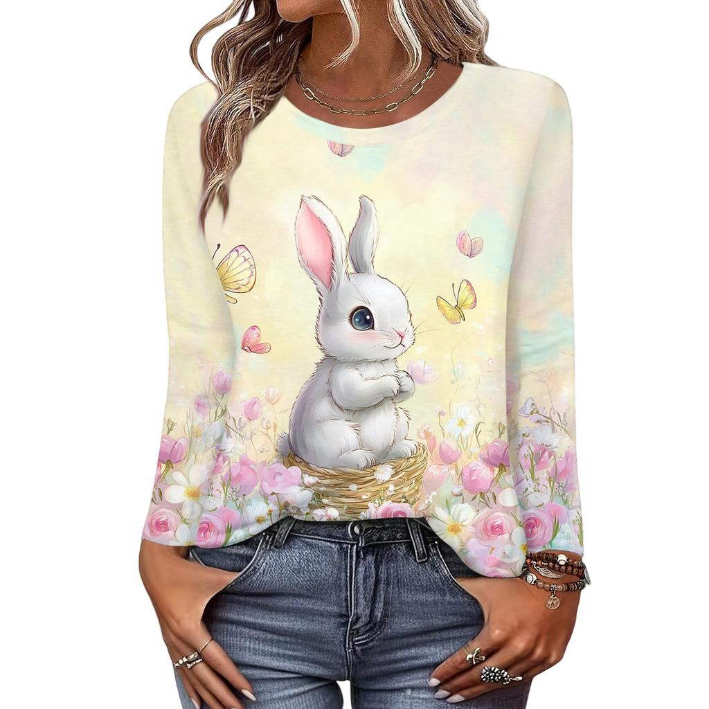Long Sleeve Shirts For Women Cute Print Graphic Tees Blouses Casual Plus Size Basic Tops Pullover