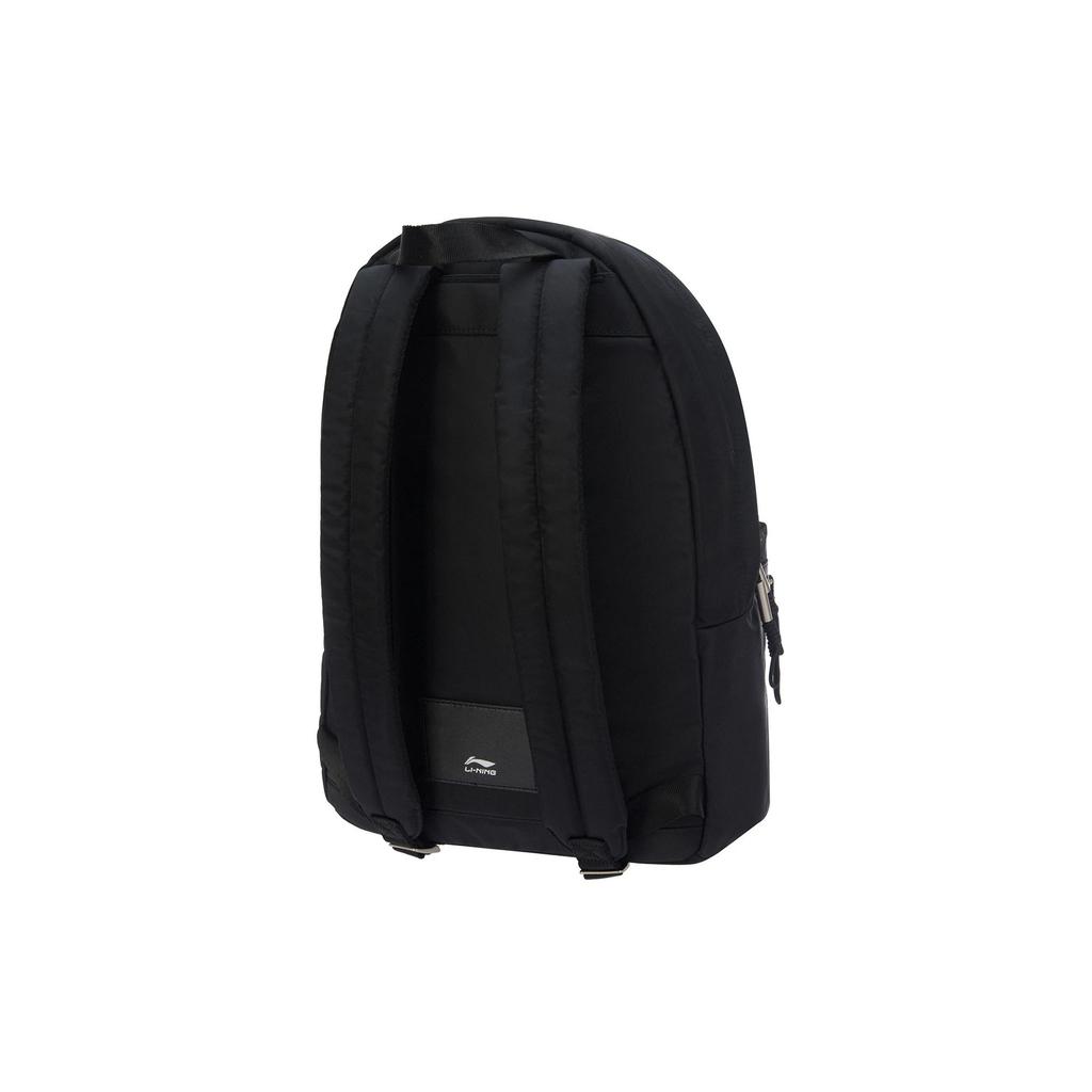 Li Ning Logo Print Zipper Closure Fabric Backpack Unisex Backpack Black ABSR356-1