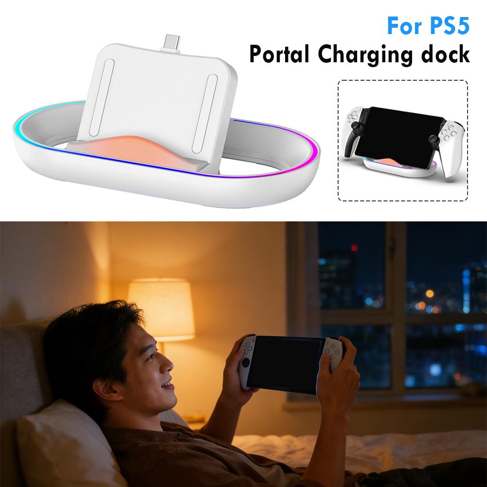 3in1 Charging Dock Station for PlayStation Portal Game Console RGB Stand Holder with Cable Charger for PS5 Portal Game Console