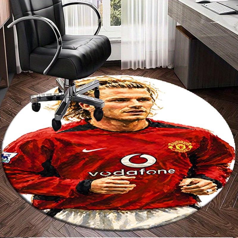 1PC David Manchester United Legend Round Rug for Livingroom,Bedroom, Palyroom, Chair Rug, Area rug, Circle Carpet, Large Size Fan Christmas gift