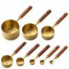 8Pcs Wooden Handle Measuring Spoon Set Gold Brown Baking Measuring Tool  Home Kitchen