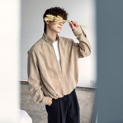Autumn Long-sleeved Stand-Collar Shirt Design New Solid Color Casual Blouses