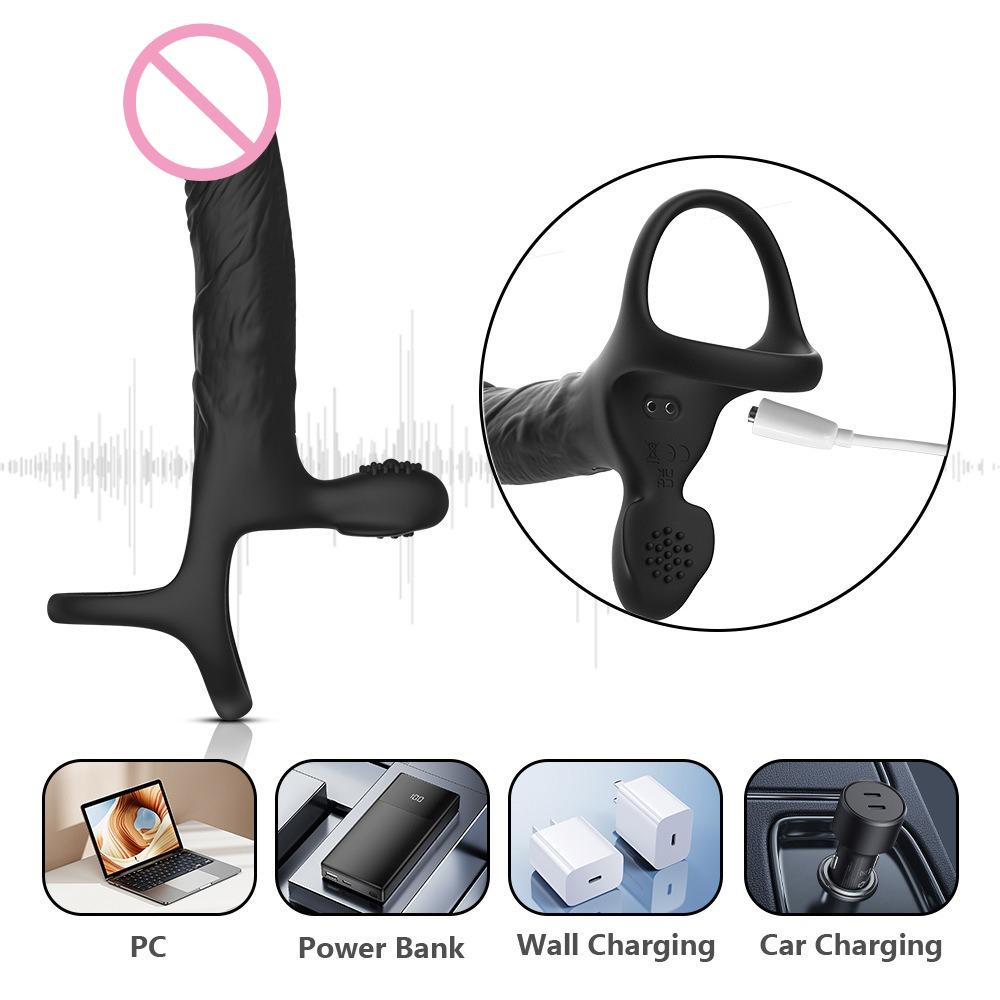 Wearable Vibration Semen Lock Ring Butt Plug Realistic Dildo Anal Prostate Climax Massager Sex Toys Cock Penis Ring Waterproof