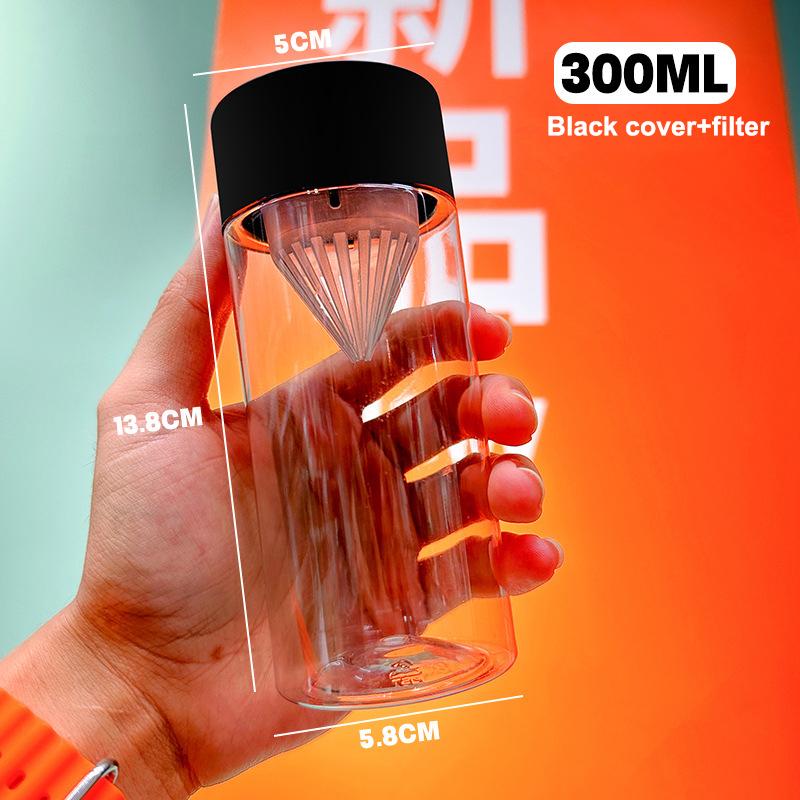 Kallbryggt te Vattenflaska Filter Vattenkopp Bärbar För Sport Utflykter Mjölkte Fruktjuice Drickkopp Hemma Transparent