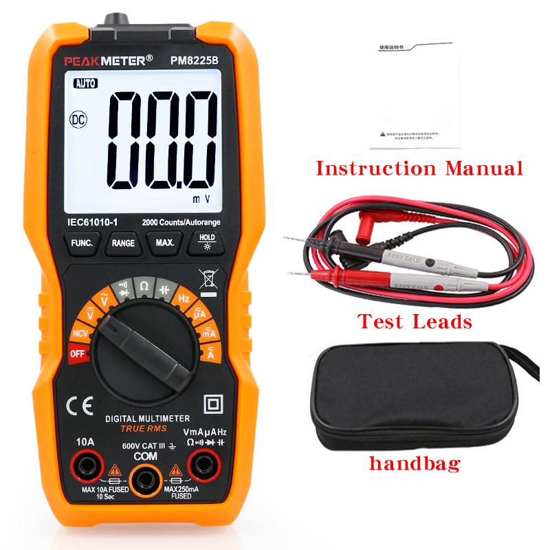 PEAKMETER PM8225B Digitales Multimeter, Hohe Präzision, Smart, Verbranntschutz, Haushaltsstromzähler