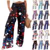 Women's Fashion Loose Casual Independence Day Print High Waist Wide Leg Pants Casual Pants