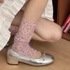 Summer Mesh Thin Leg Warmers Floral Print Thin Foot Covers Stepping Middle Tube Socks Lolita Sweet Girls Leg Warmers Calf Socks