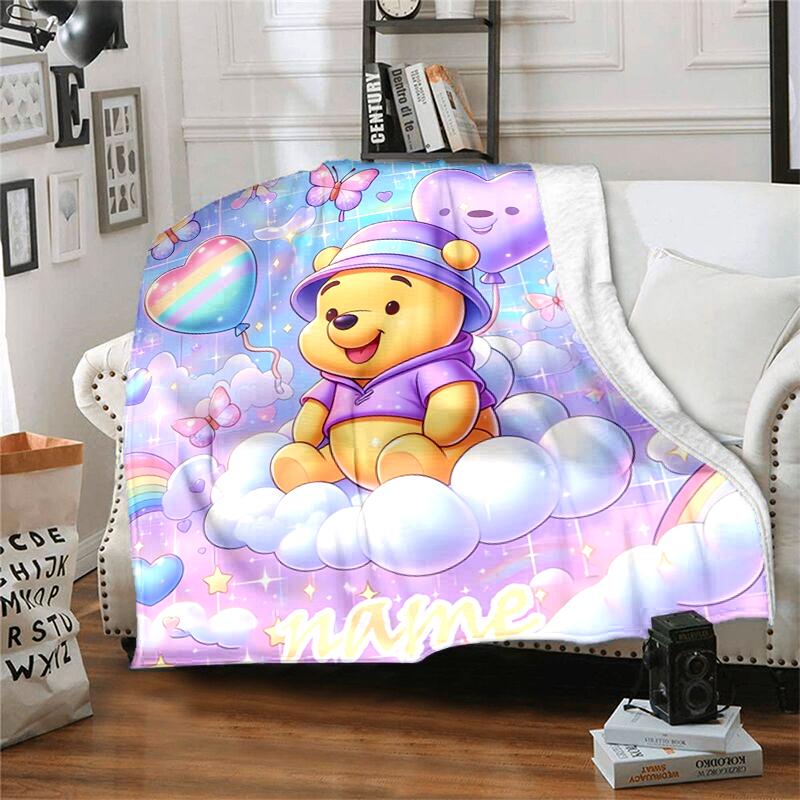 Customiz Name Personality Winnie the Pooh Blanket Soft &Warm Sofa Office Bed Travel Lunch Break Blanket, Gift Suitable All Seasons