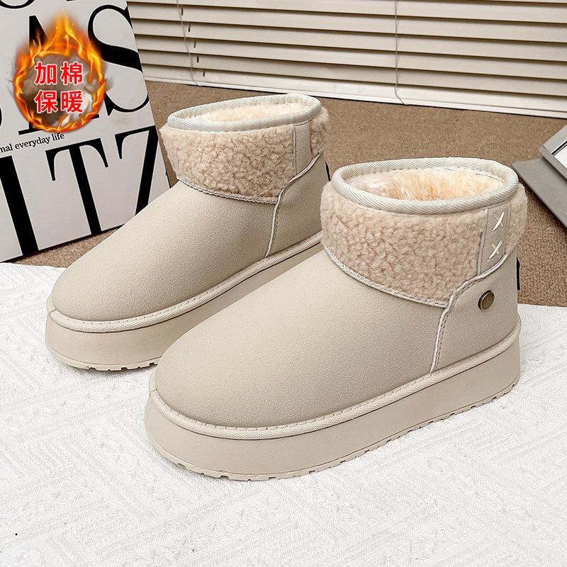 

Women s lightweight thick sole winter thermal insulation fur one snow boots non-slip cushioning wear casual sports cotton boots 42