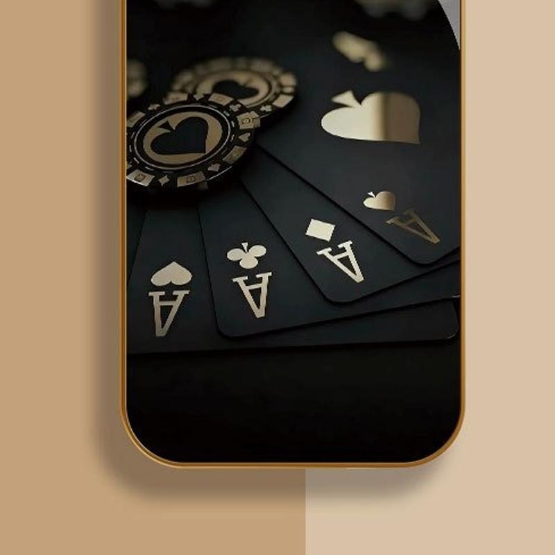 Black Card Gold Symbol Pattern Gold Metallic Paint Glass Phone Case For iPhone 17 Pro Max 11 12 13 14 15 16 Plus 17Air 16E Cover