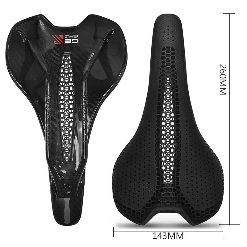 BUCKLOS Full Carbon Bike Saddle 3D Printed Bike Seat Honeycomb Hollow Road Bicycle Saddle Breathable Carbon 3D MTB Seat Cushion
