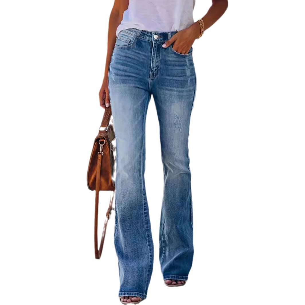 

Европейские и американские джинсы-клеш микро L синий/джинсовый