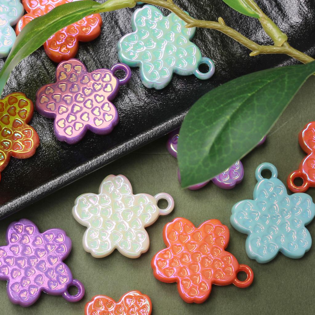 Creative Material for Necklace Key Chain Jewelry Making Acrylic 10Pcs Handmade Accessories Exquisite Petal Beads DIY Love Heart Flower Pendants