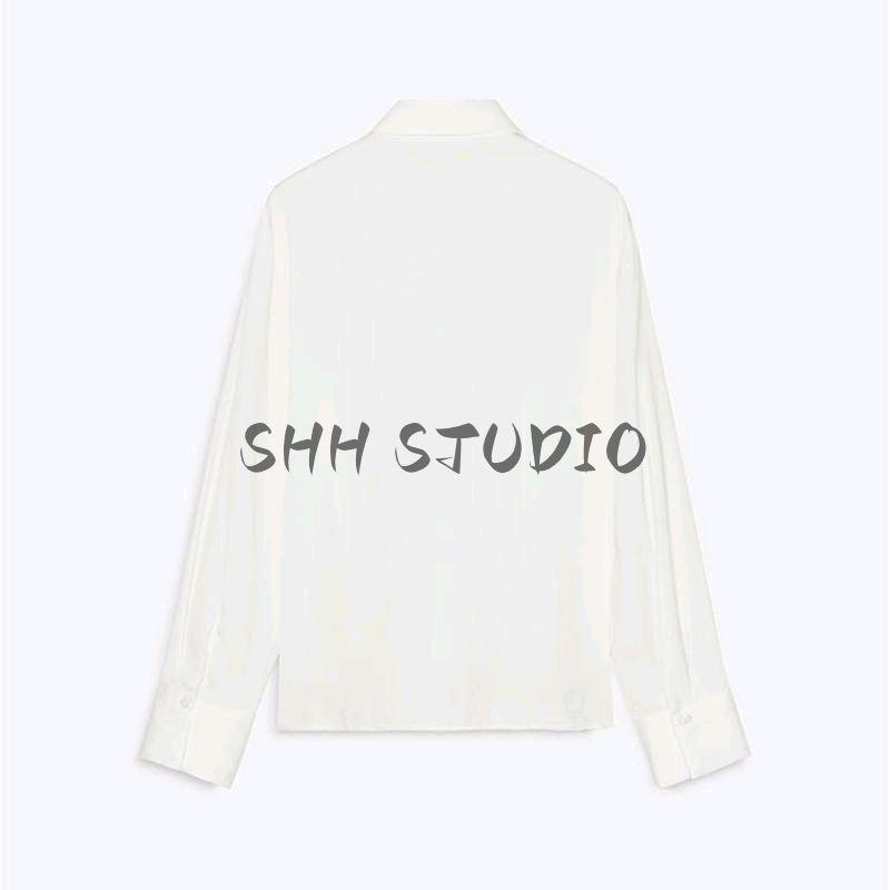 Spring New Women's Clothing Isn Style Bow Tie Drape Loose Long Sleeves Lapel Casual Shirt Tops 2298057