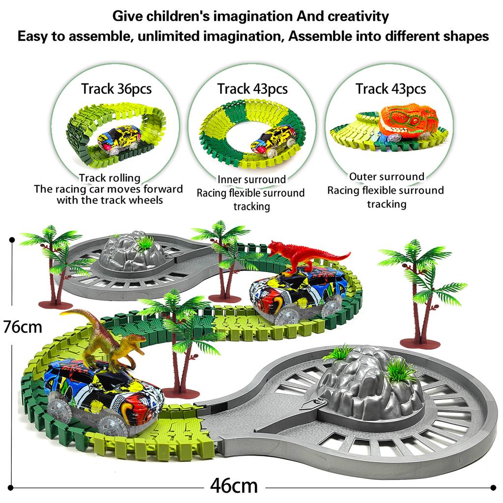 Children Electric Track Toy Car Dinosaur Car Kids Educational Toys Track Car Train Toys For Children Birthday Gift