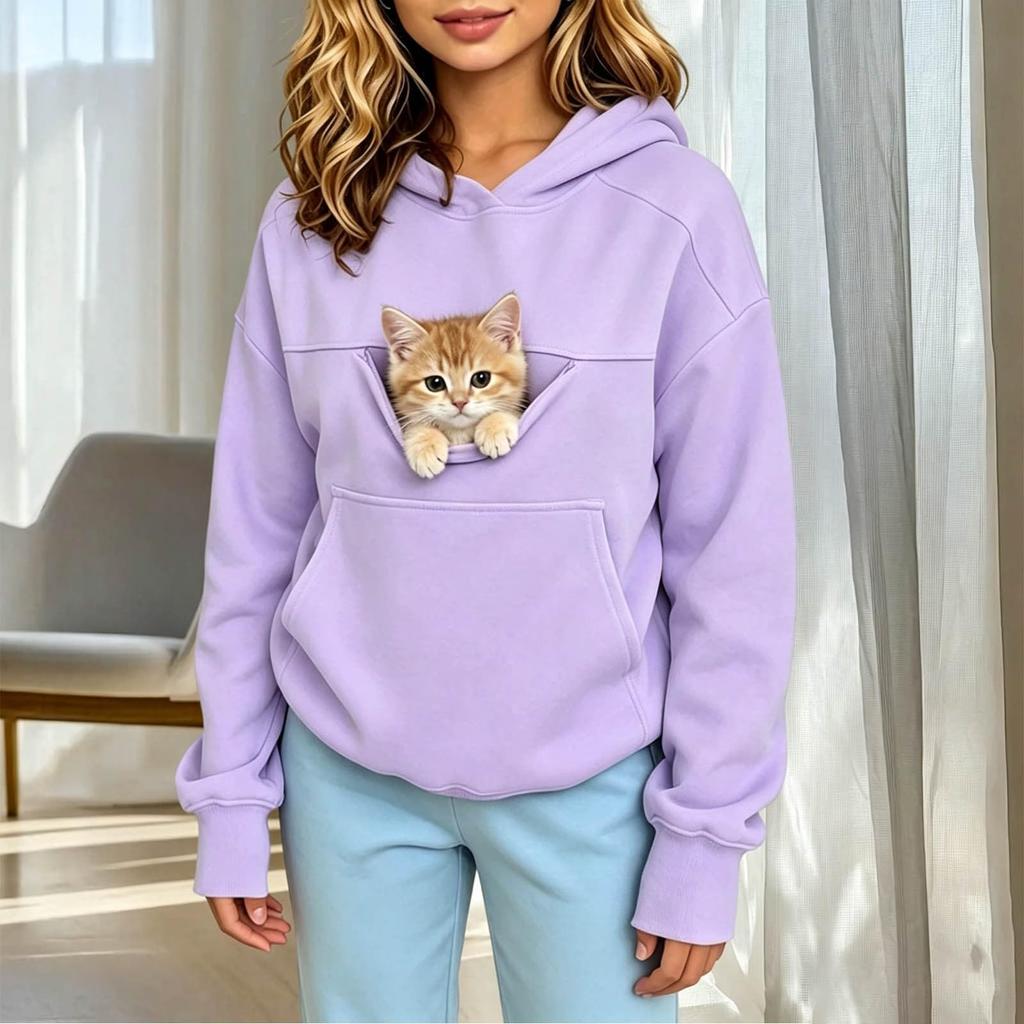 Felpa con Cappuccio per Bambina con Tasca per Animali, Carina Felpa Pullover per Bambini, Top Casual per Scuola e Gioco