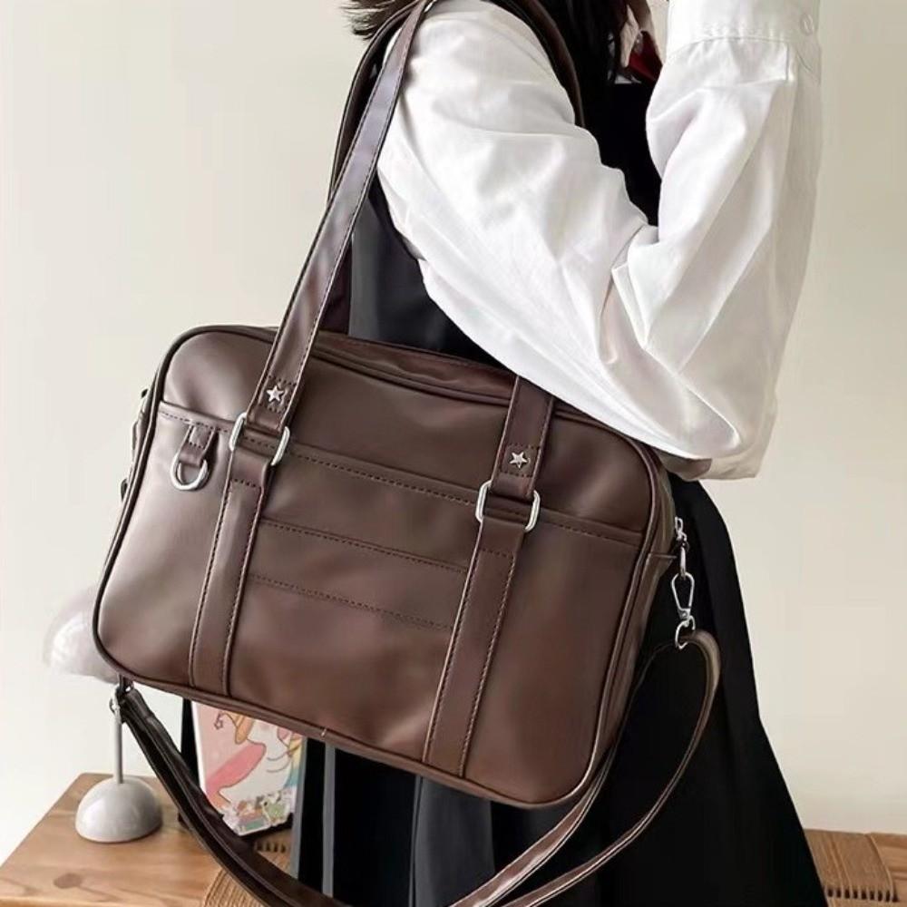 Casual PU Leather Jk Shoulder Bag Japanese Style Adjustable Strap Crossbody Bag Big Capacity Itabag Student