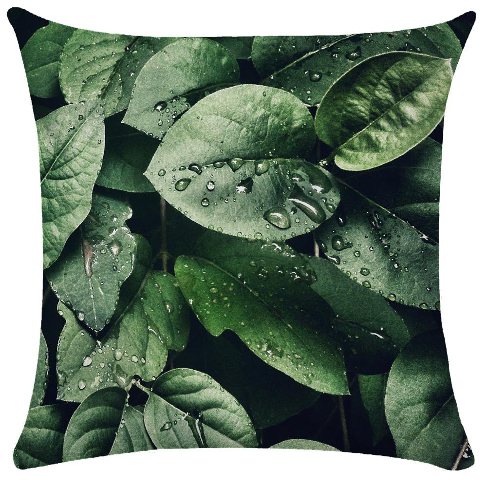 Green Plant Leaf Pillow Case Decorative Pillowcases Plush Cushion Cover 50X50 Nordic Leaves Throw Pillowslip Hotel Garden 45X45