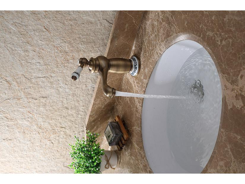 Evropská starožitná růžově zlatá a nefritová magická lampa umyvadlová baterie - Horká/studená směšovací