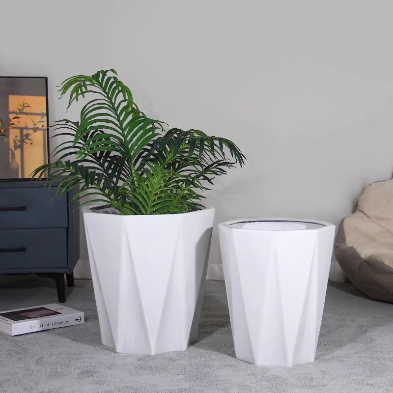 Large Octagonal Low-Profile Ceramic Flower Pot