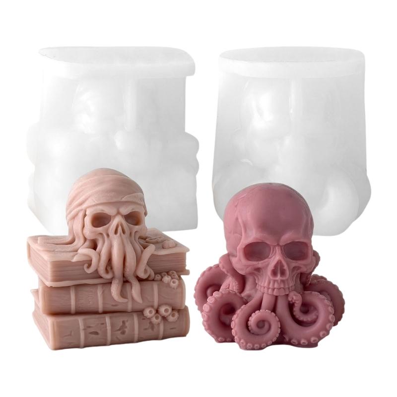 Silicone Halloween Skull Octopuses Mould For Candle Craft Decorations