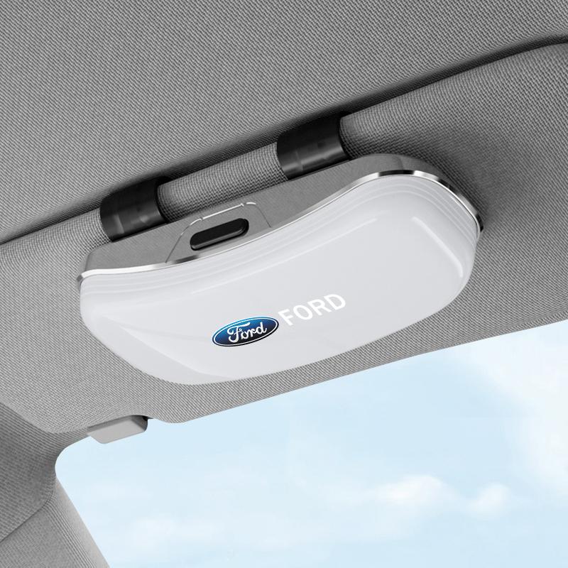 Ford Car Sun Visor Glasses Case Sunglasses Storage Box For Mondeo Focus EURHC8 Taurus Shelby Mustang Fiesta Explorer Puma Edge F150 MAX