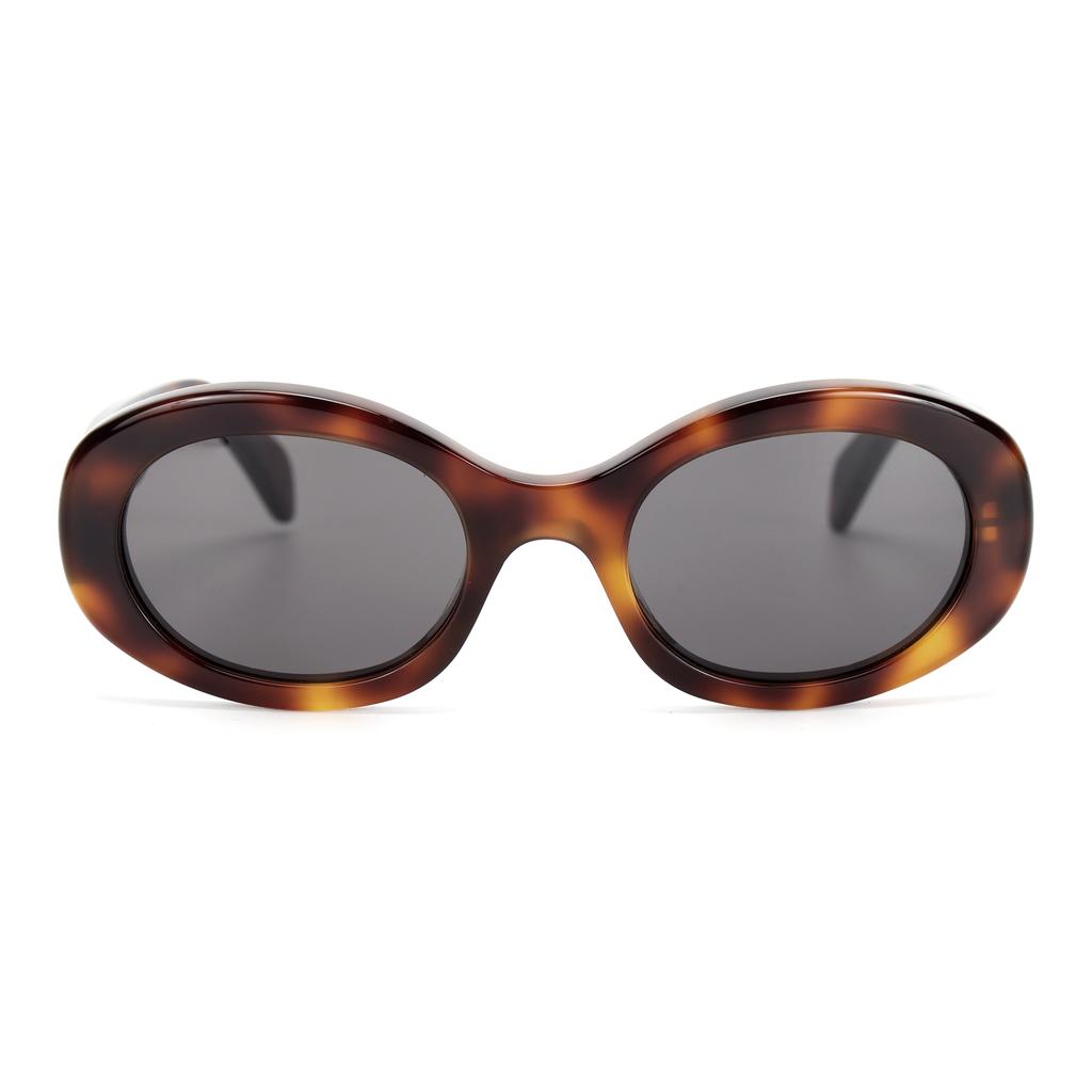 Celine Oval Sunglasses Blonde Havana/Smoke Women Eyewear Brown CL40194U-53A