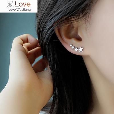 925 Ayar Gümüş Yıldız Küpe Kadınlar İçin Parti Düğün Takı Küpe Çember Hipoalerjenik Takı Moda