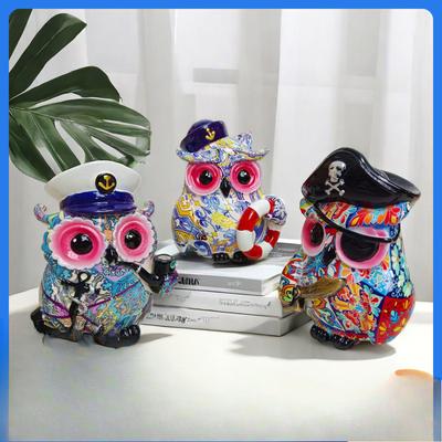 New Product Creative Pirate Owl Ornaments Modern Simple Office Study Decoration Resin Crafts