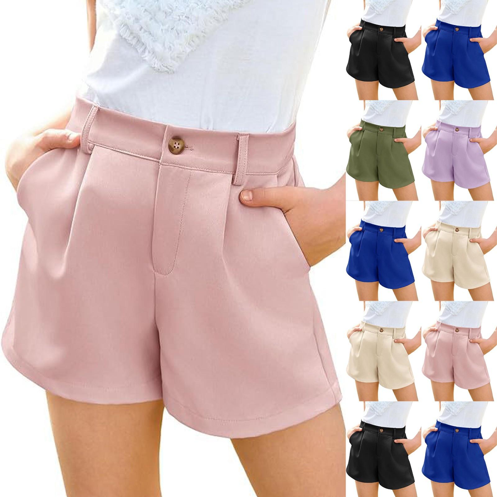 

Girls Elastic Waist Shorts - Solid Color Wide Leg With Pockets 120 армия зеленый