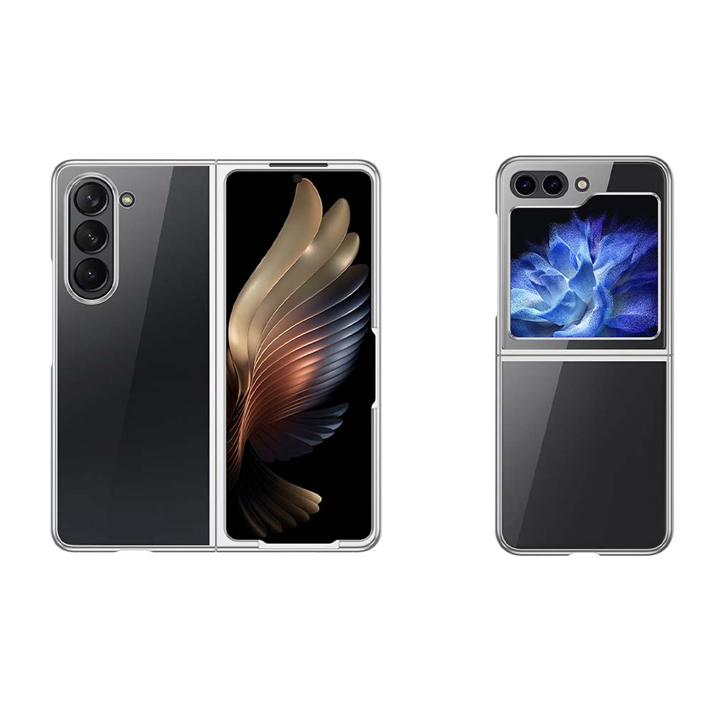 

Роскошный прозрачный чехол для телефона с шарнирным покрытием для Samsung Galaxy Z Flip 3 4 5 Fold 3 4 5, защита от падений, жесткая задняя крышка из ПК For Samsung Z Fold 3 серый